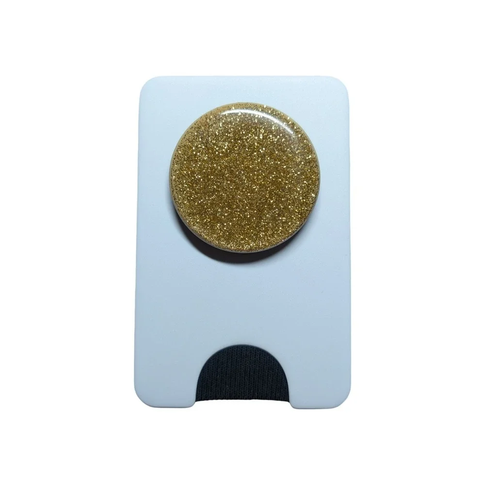 6-R PopSockets Magsafe Popwallet Stand/Grip - White/Gold Glitter (Referb) ⬇️